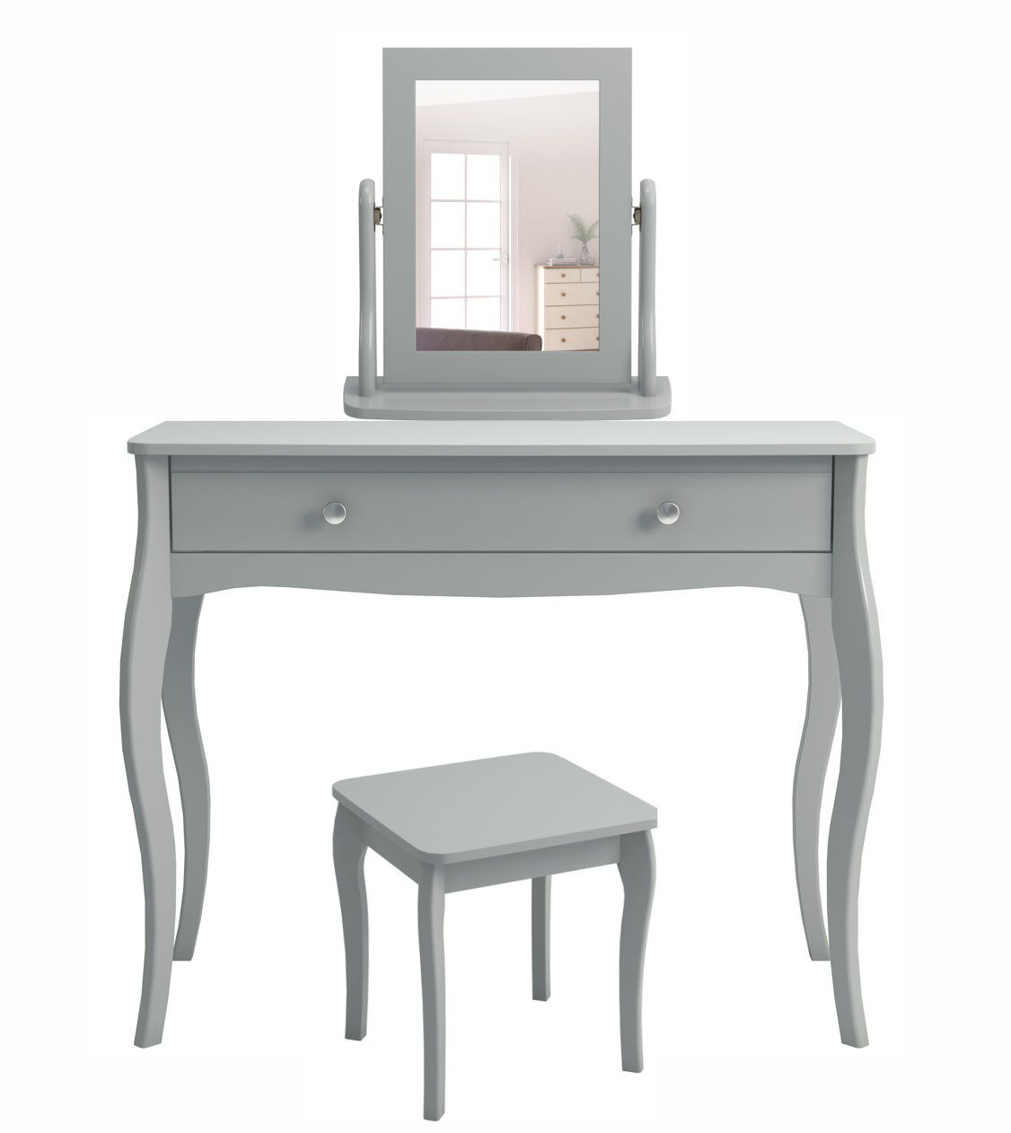 Toaletní stolek se zrcadlem se stoličkou Baroko - tmavě šedá - Nábytek Harmonia s.r.o.