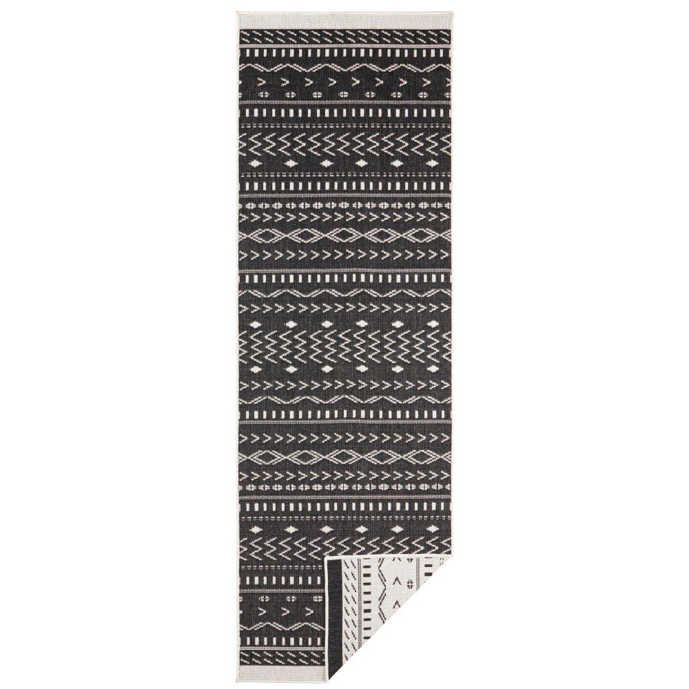 Černo-krémový venkovní koberec NORTHRUGS Kuba, 80 x 250 cm - Bonami.cz