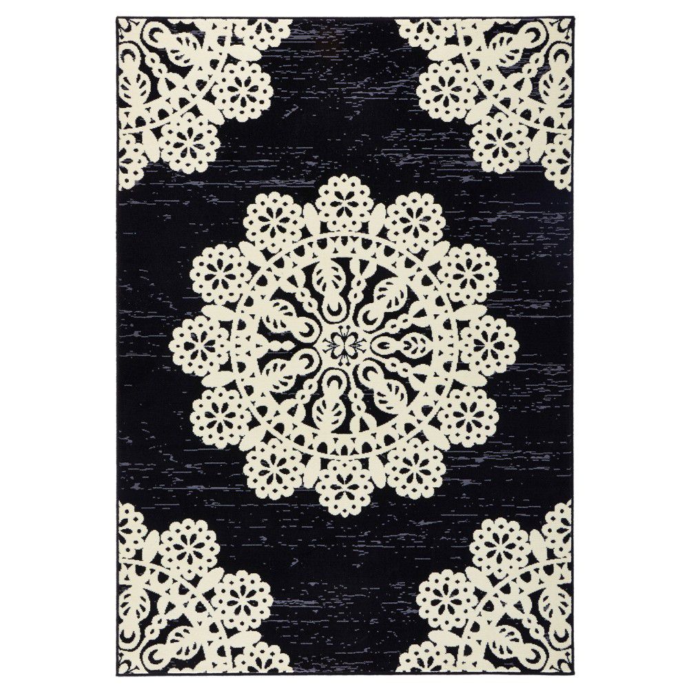 Černý koberec Hanse Home Gloria Lace, 80 x 150 cm - Bonami.cz