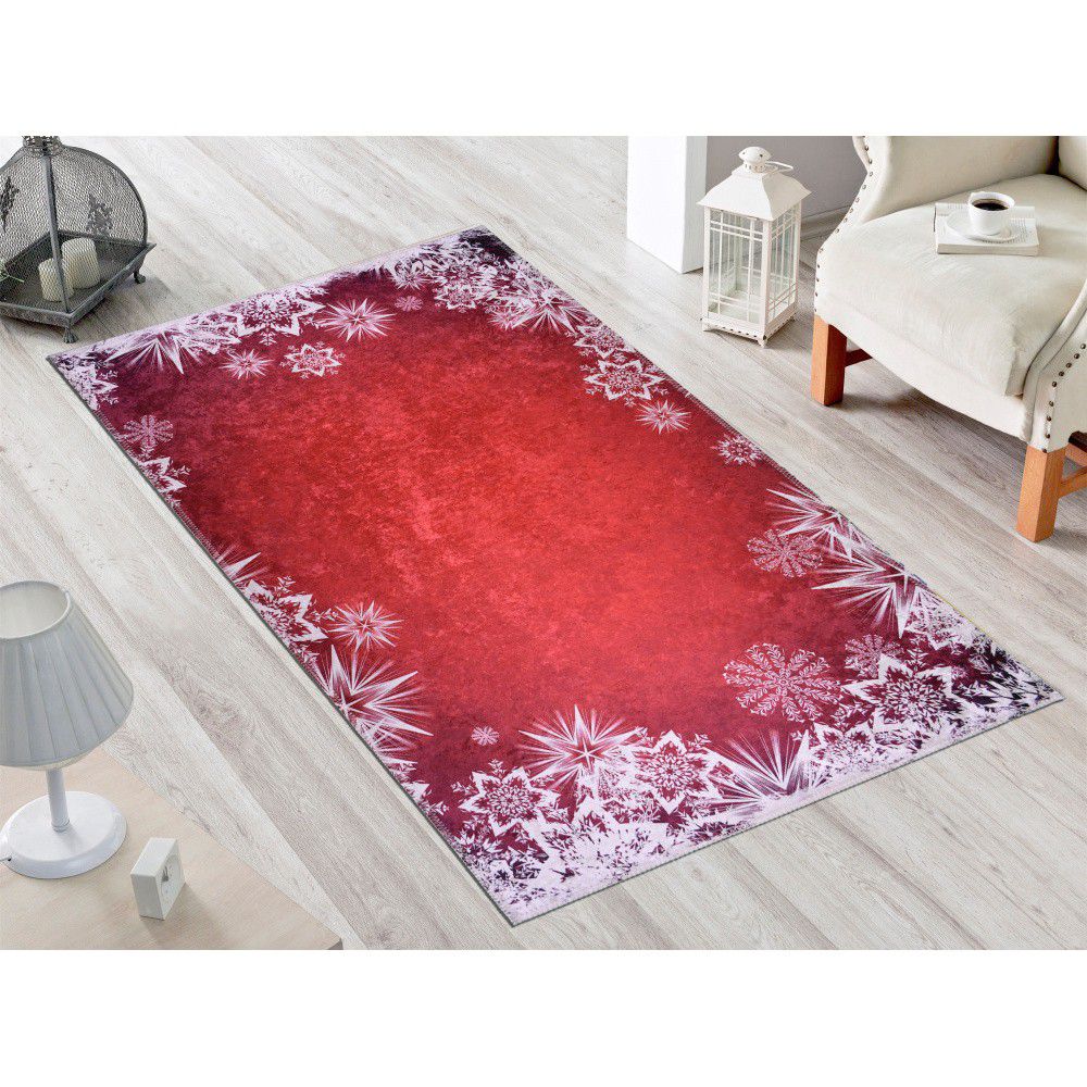 Červeno-bílý koberec Vitaus Snowflakes, 50 x 80 cm - Bonami.cz