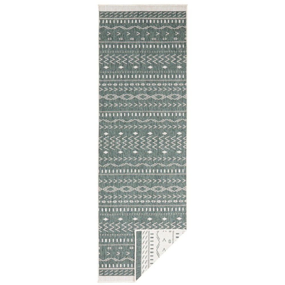 Zeleno-krémový venkovní koberec NORTHRUGS Kuba, 80 x 250 cm - Bonami.cz