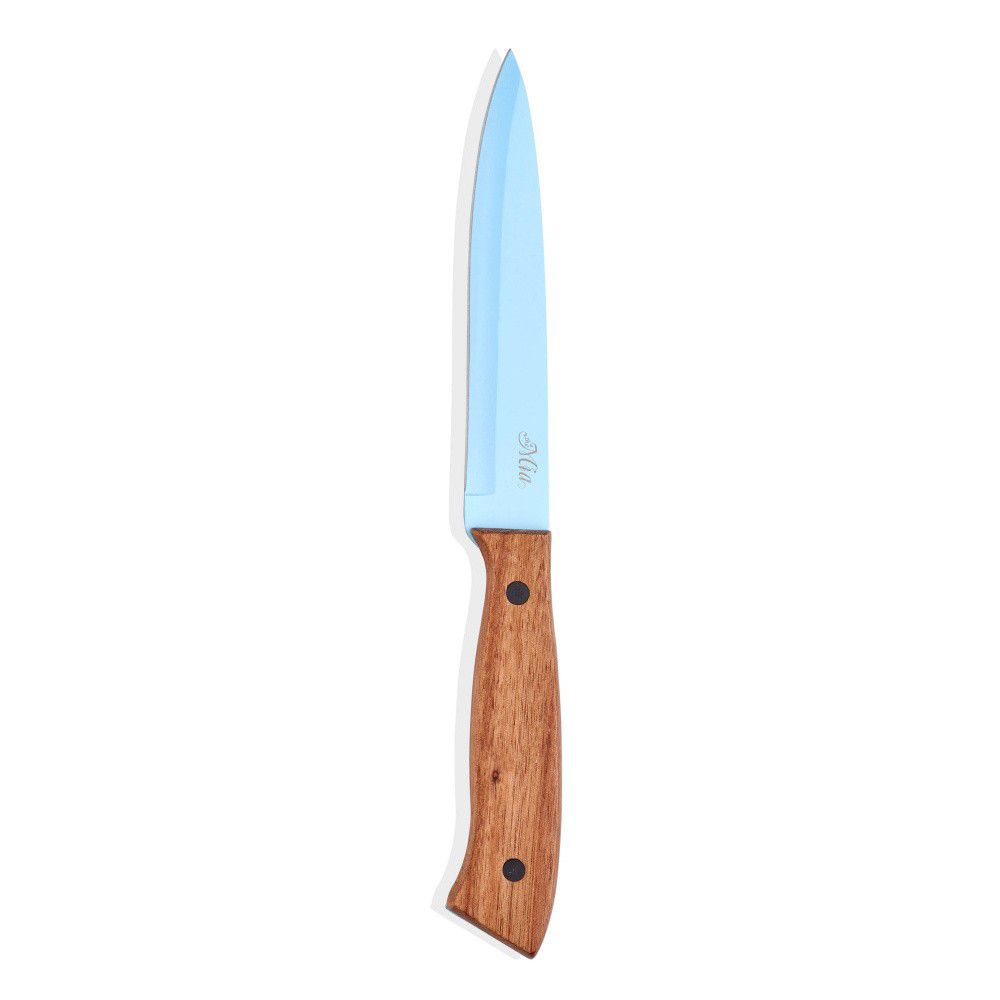 Modrý nůž s dřevěnou rukojetí The Mia Cutt, délka 13 cm - Bonami.cz