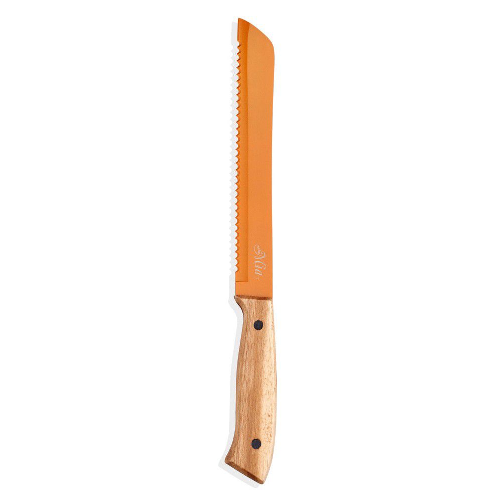 Oranžový nůž na pečivo s dřevěnou rukojetí The Mia Cutt, délka 20 cm - Bonami.cz