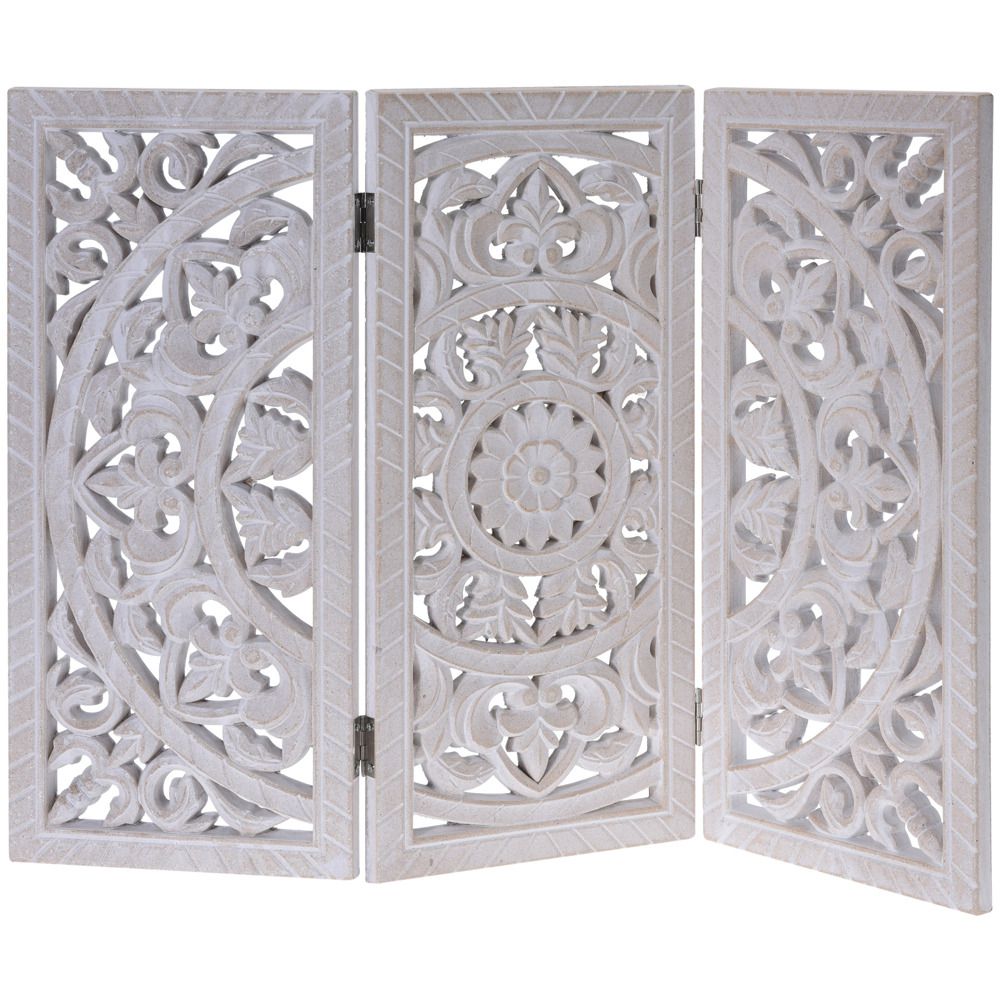 Home Styling Collection Dřevěný skládací ozdobný panel v bílé barvě, 60x45 cm - EMAKO.CZ s.r.o.