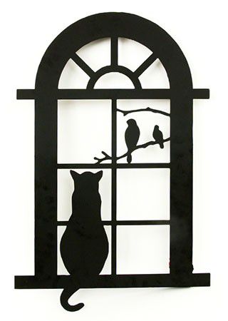 Dekorační okenní rám s kočkou - AT - M-byt