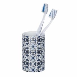 Keramický šálek na zubní kartáček, koupelnový kontejner MURCIA s elegantní grafikou - WENKO