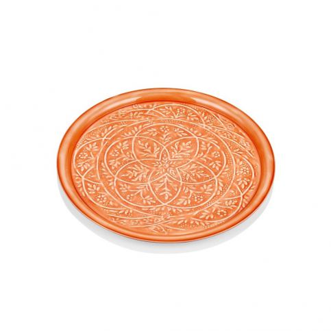 Oranžový ručně kovaný servírovací talíř The Mia Duggal, ⌀ 51 cm - Bonami.cz