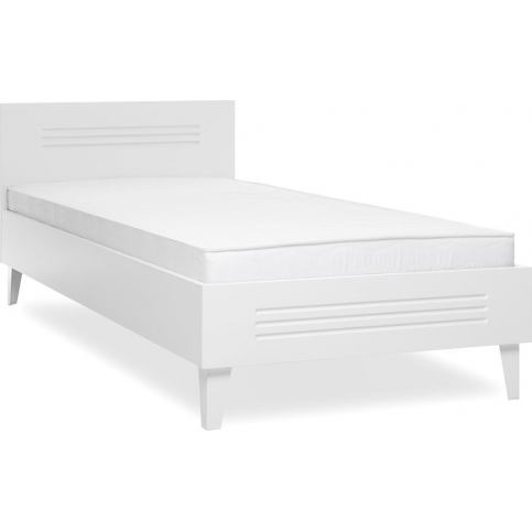 FARELA Bílá postel 90x200 cm, melaminové desky, industriální styl, vzdušný look Barva: - M DUM.cz