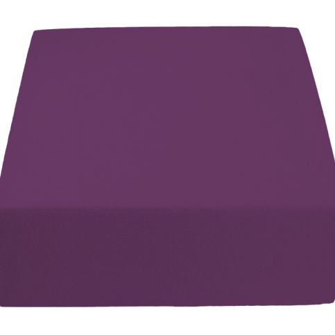 Jersey prostěradlo tmavě fialové 180x200 cm Gramáž (hustota vlákna): Lux (155 g/m2) - Výprodej Povlečení