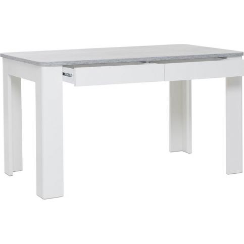 FARELA Jídelní stůl se zásuvkami, 138 cm, beton/bílá, 2x zásuvka, vzdušný originální design Barva: b - M DUM.cz