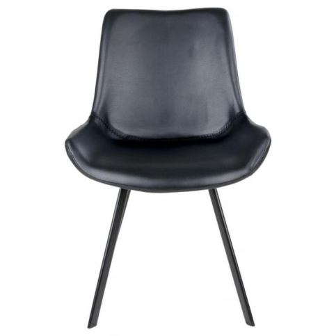 Jídelní židle Nordic Living Drammen, kůže, černá 1001224 Nordic Living - Designovynabytek.cz