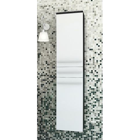 Závěsná koupelnová skříňka KARA, 35x160x35, černá/bílý lesk - Expedo s.r.o.