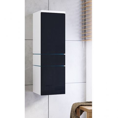 Závěsná koupelnová skříňka TALUN - TYP 01 + LED osvětlení, 30x110x30, bílá/černý - Expedo s.r.o.