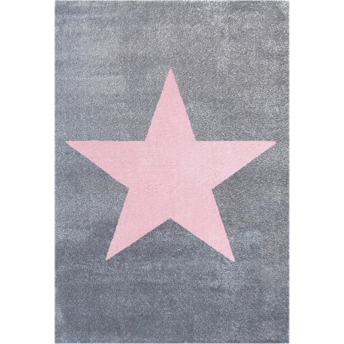 LIVONE Dětský koberec STAR stříbrná-šedá/růžová Varianta: 160x230 cm - M DUM.cz