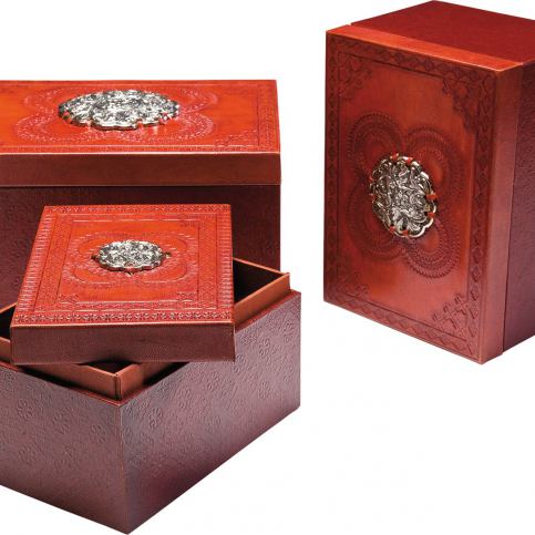 Krabičky Oriental Leather - hnědé, set 3 ks - KARE