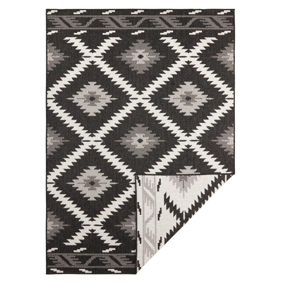 Černo-krémový venkovní koberec NORTHRUGS Malibu, 170 x 120 cm - Bonami.cz