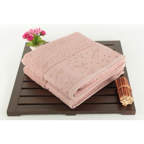 Sada 2 světle růžových ručníků Tomur Dusty, 50 x 90 cm - Bonami.cz