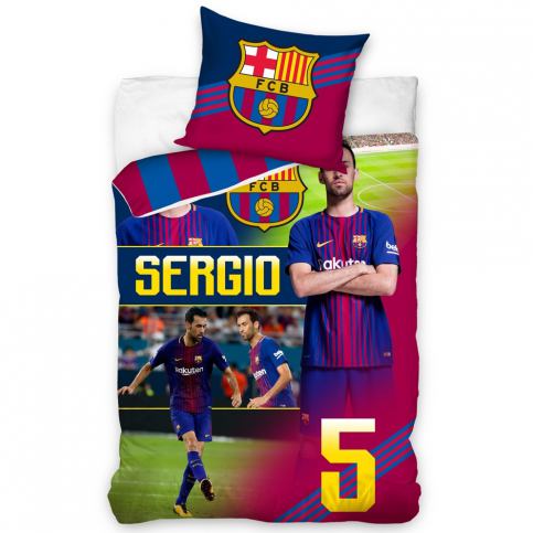 CarboTex Bavlněné povlečení FC Barcelona Sergio, 140 x 200 cm, 70 x 80 cm - 4home.cz