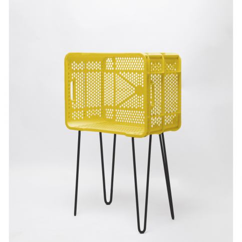 Žlutý odkládací stolek z recyklovaného plastu Really Nice Things Eco - Bonami.cz