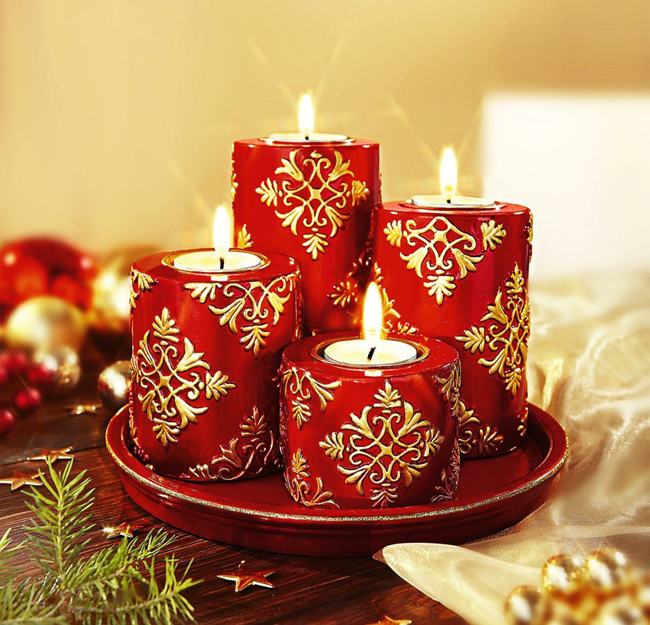 Die moderne Hausfrau Talíř se svíčkami Vánoční sen, červený - Velký Košík