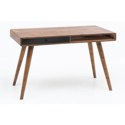 Pracovní stůl s černou zásuvkou z masivního sheeshamového dřeva Skyport REPA, 117 x - Bonami.cz