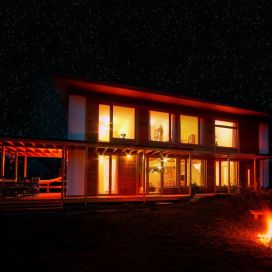 Pasivní slamněný dům - noční foto