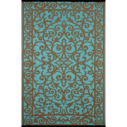 Tyrkysovo-šedý oboustranný koberec vhodný i do exteriéru Green Decore Gala, 150 x 240 cm - Bonami.cz