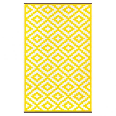 Žluto-bílý oboustranný koberec vhodný i do exteriéru Green Decore Panaca, 150 x 240 cm - Bonami.cz