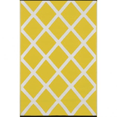 Žluto-krémový oboustranný koberec vhodný i do exteriéru Green Decore Diamond, 150 x 240 cm - Bonami.cz