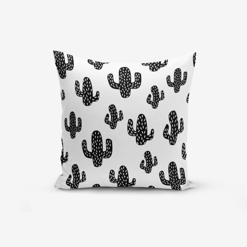 Černo-bílý povlak na polštář s příměsí bavlny Minimalist Cushion Covers Black White Cactus, 45 x 45 cm - Bonami.cz