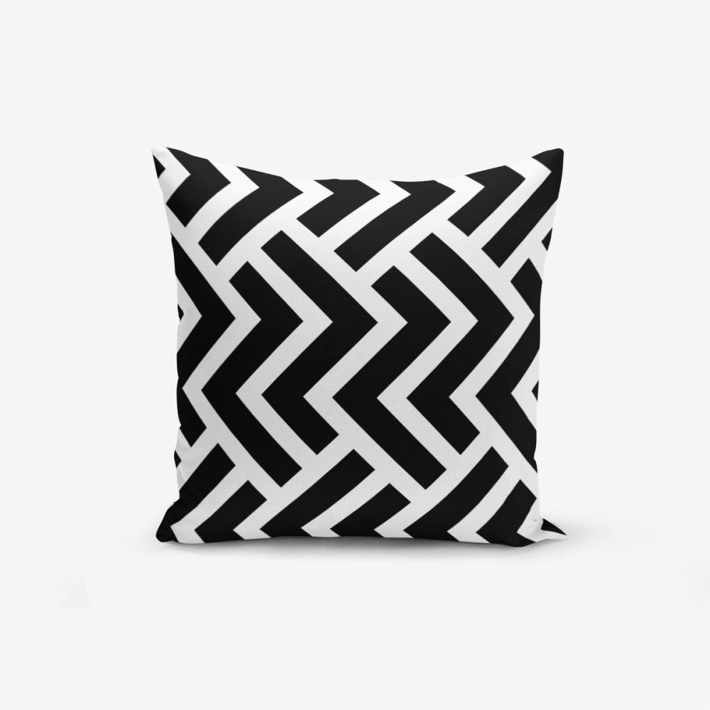 Černo-bílý povlak na polštář s příměsí bavlny Minimalist Cushion Covers Black White Geometric Duro, 45 x 45 cm - Bonami.cz