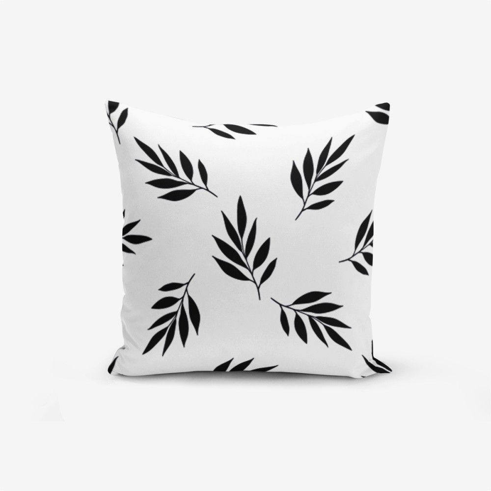 Černo-bílý povlak na polštář s příměsí bavlny Minimalist Cushion Covers Black White Leaf, 45 x 45 cm - Bonami.cz