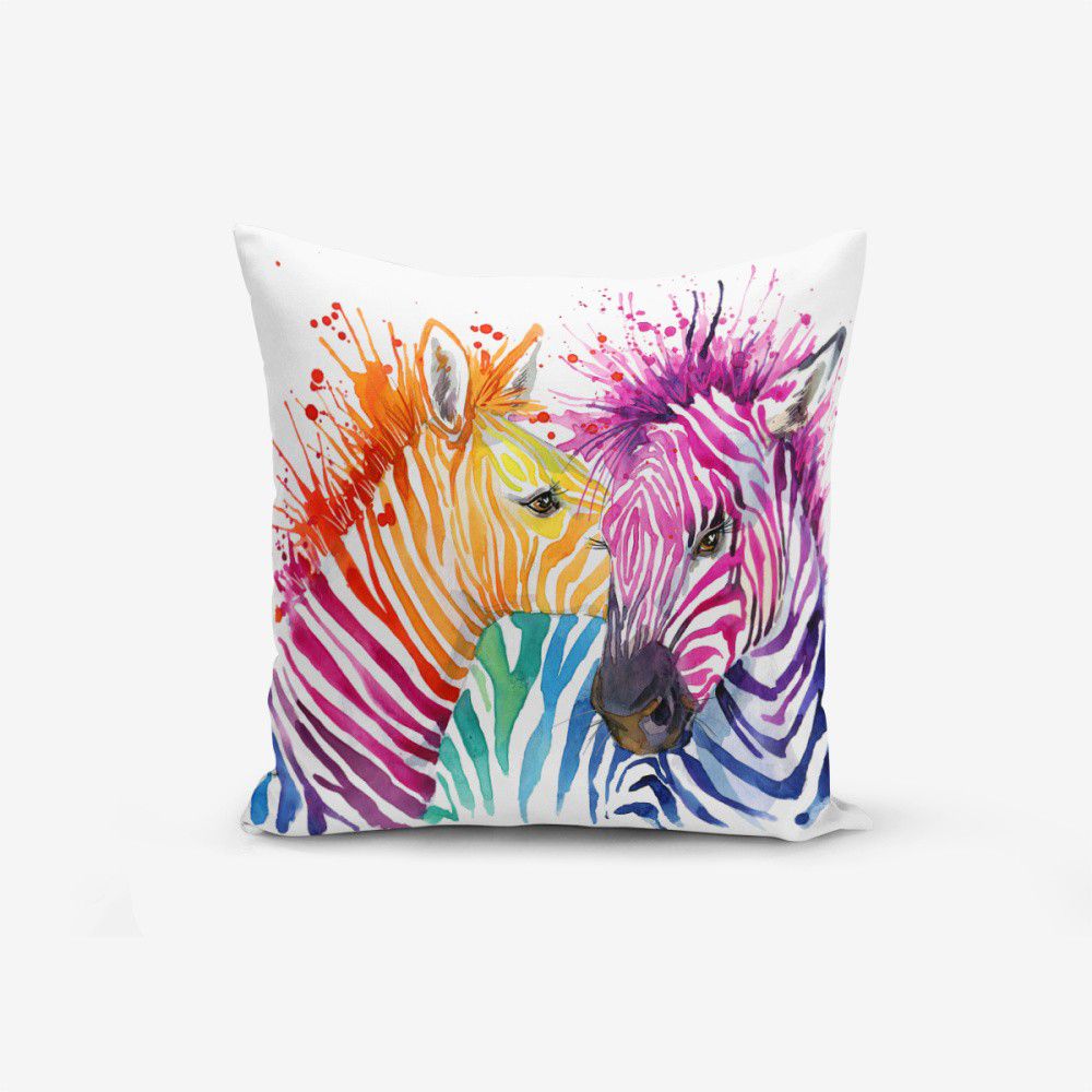 Povlak na polštář s příměsí bavlny Minimalist Cushion Covers Colorful Zebras Oleas, 45 x 45 cm - Bonami.cz