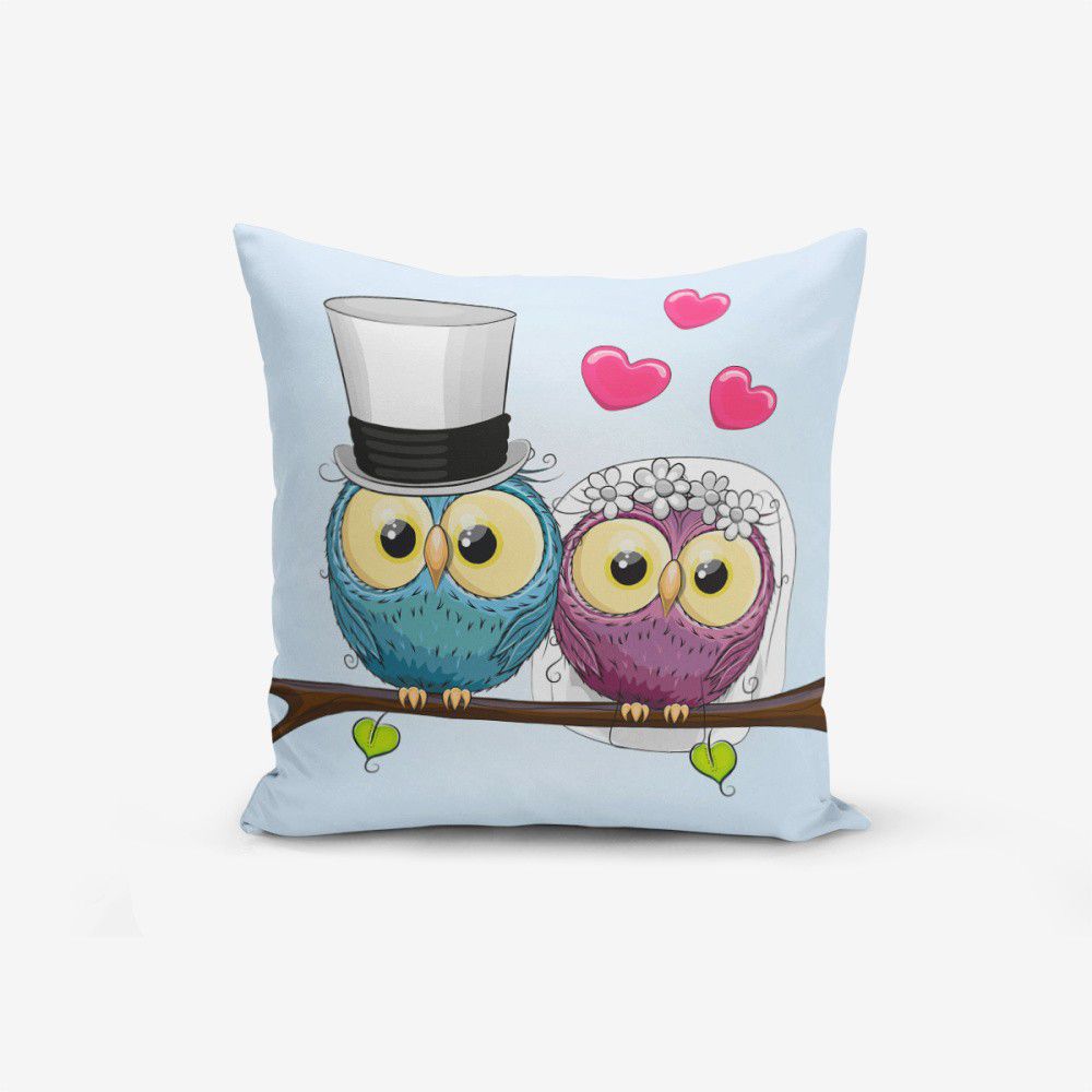 Povlak na polštář s příměsí bavlny Minimalist Cushion Covers Fall In Love Owls, 45 x 45 cm - Bonami.cz