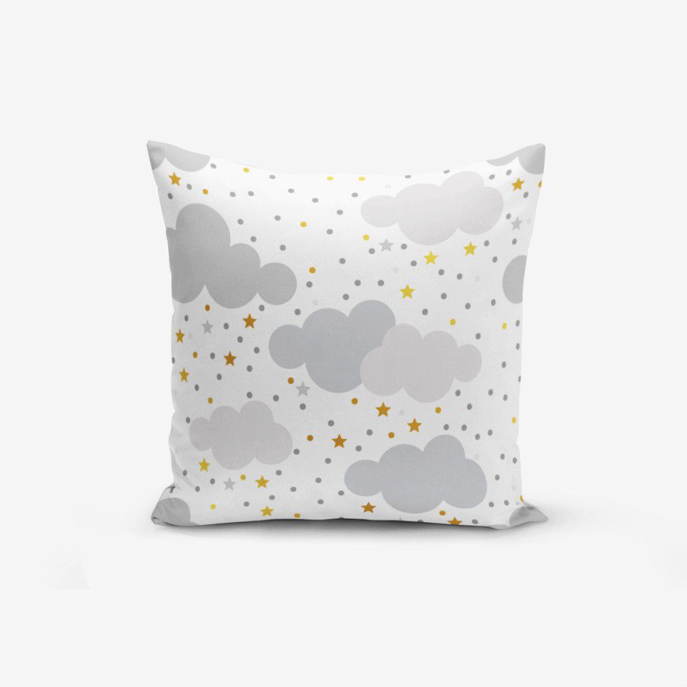 Povlak na polštář s příměsí bavlny Minimalist Cushion Covers Grey Clouds With Points Stars, 45 x 45 cm - Bonami.cz