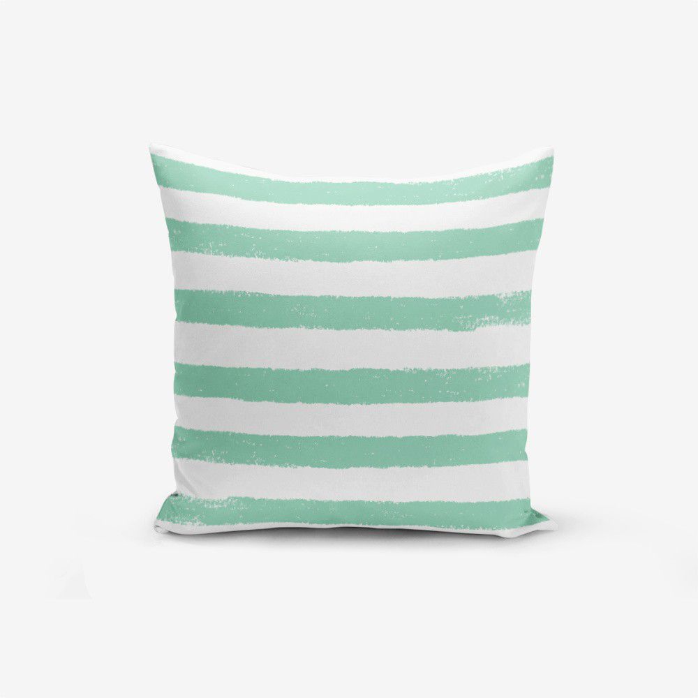 Povlak na polštář s příměsí bavlny Minimalist Cushion Covers Su Green Striped Modern, 45 x 45 cm - Bonami.cz