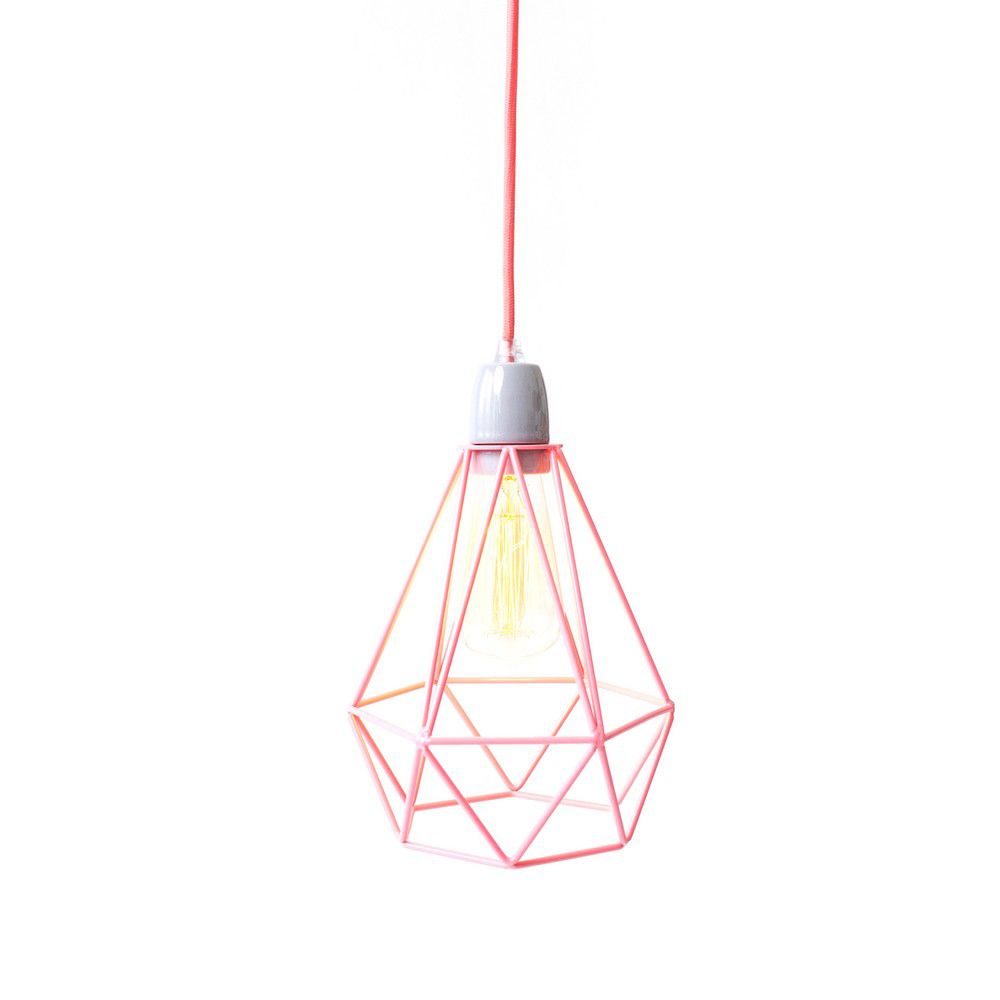Světlo s růžovým stínítkem a růžovým kabelem Filament Style Diamond #1 - Bonami.cz