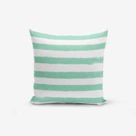 Povlak na polštář s příměsí bavlny Minimalist Cushion Covers Su Green Striped Modern, 45 x 45 cm