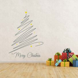 GLIX Merry Christmas - samolepka na zeď Šedá a žlutá 90 x 70 cm GLIX DECO s.r.o.