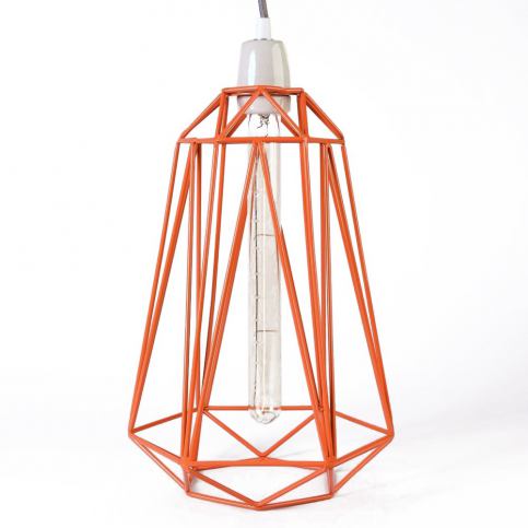 Světlo s oranžovým stínítkem a šedým kabelem Filament Style Diamond #3 - Bonami.cz
