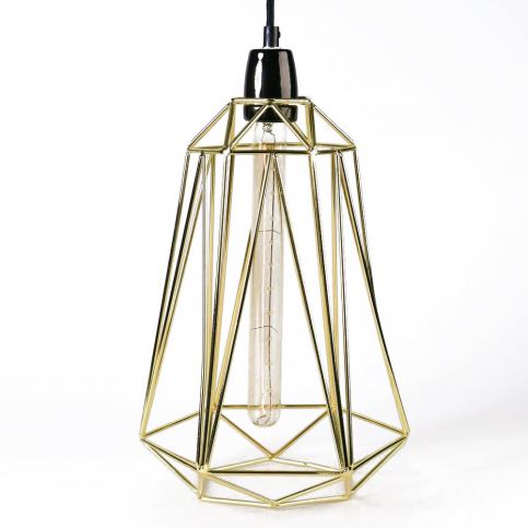 Světlo se stínítkem zlaté barvy a černým kabelem Filament Style Diamond #3 - Bonami.cz