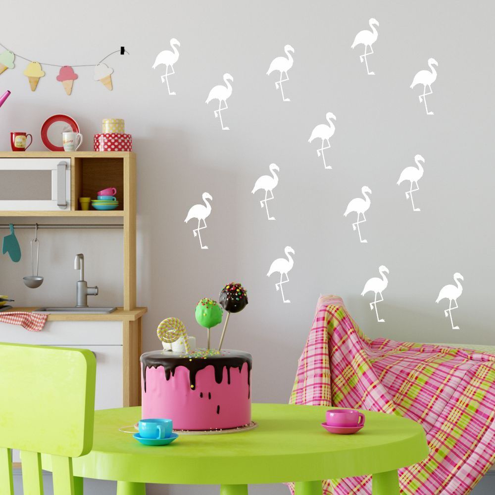 Sada bílých samolepek na zeď North Carolina Scandinavian Home Decors Flamingo - Bonami.cz