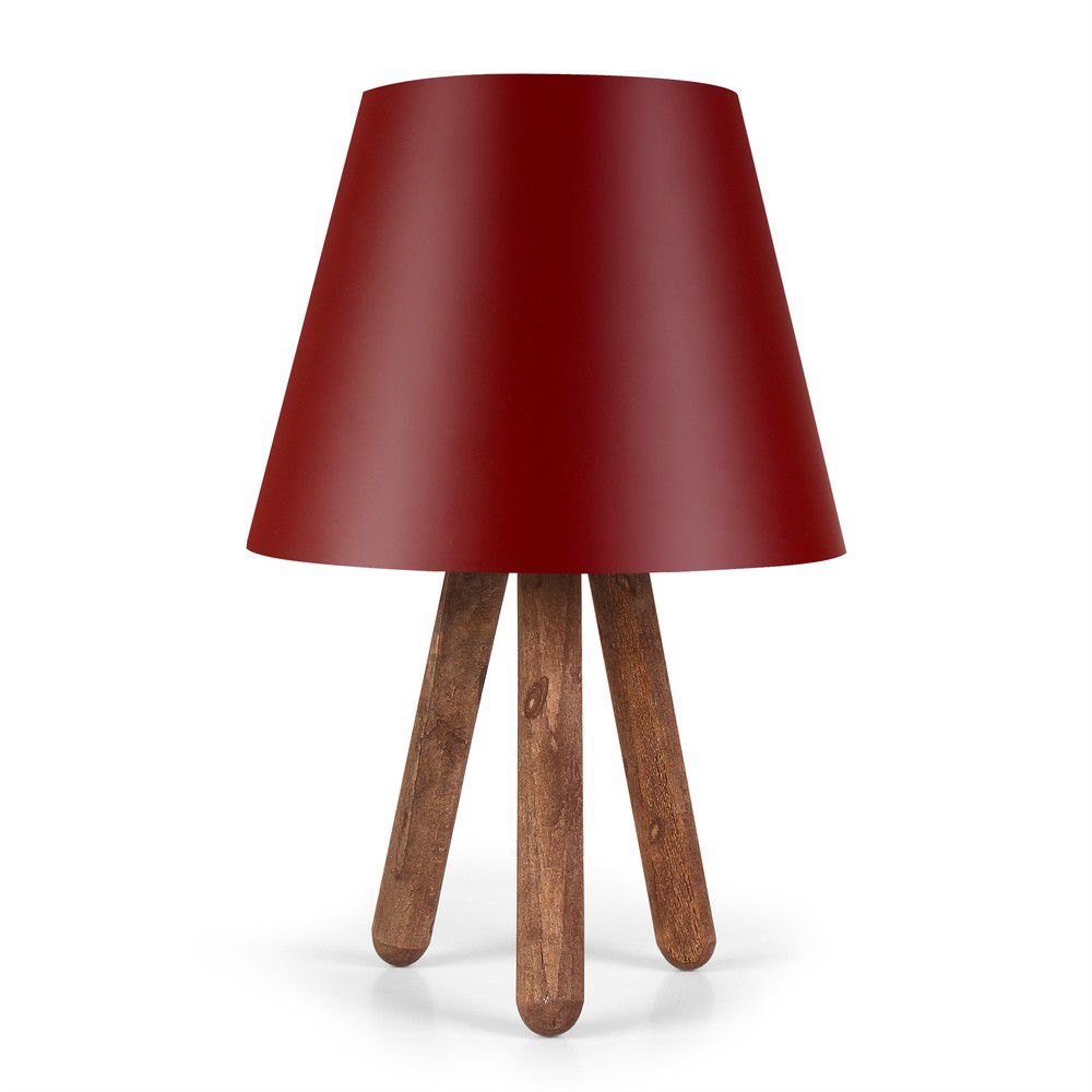 Červená stolní lampa s nohami z bukového dřeva Kira - Bonami.cz