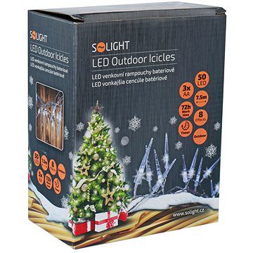 Solight Světelný venkovní řetěz s 50 LED akrylátovými rampouchy, 7,5 m - 4home.cz