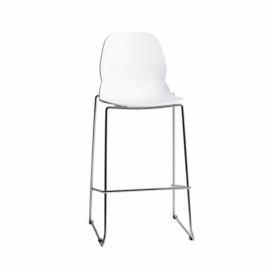 Marckeric Barová židle Greta z polypropylenu, bílá/stříbrná, 110 cm