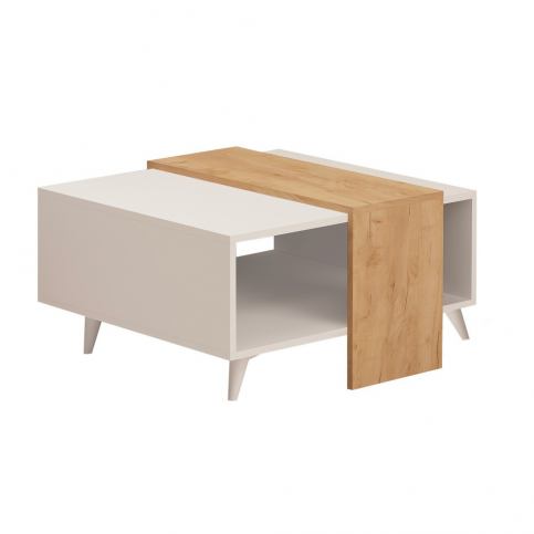 Konferenční stolek s dubovým dekorem a úložným prostorem Dowel, 80 x 80 cm - Bonami.cz