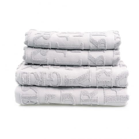 Set 2 šedých ručníků a 2 osušek z bavlny Casa Di Bassi Typo - Bonami.cz