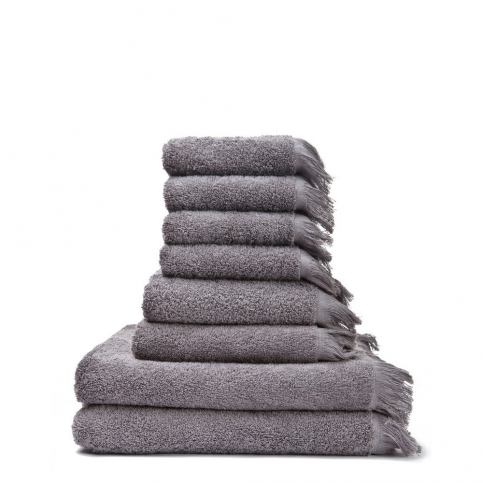 Set 4 šedých osušek a 4 ručníků z čisté bavlny Casa Di Bassi Basic - Bonami.cz