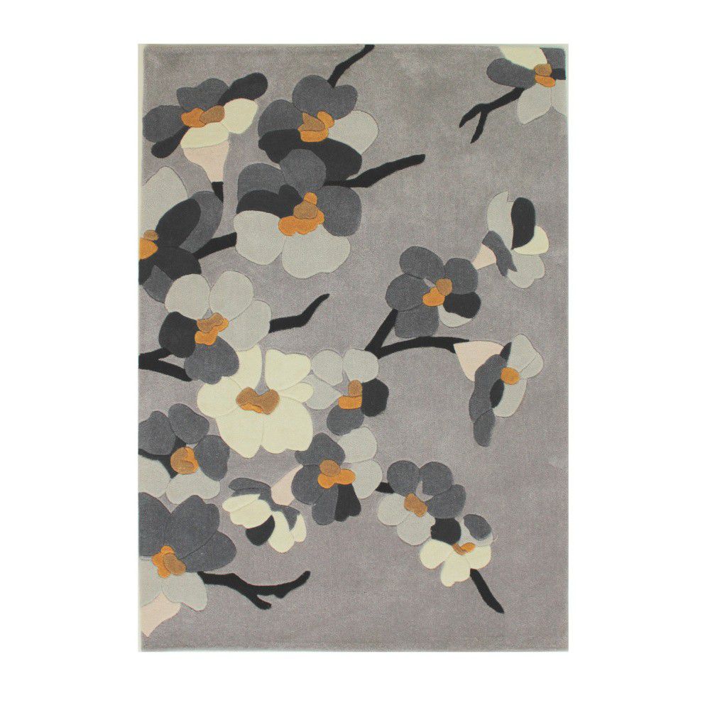 Flair Rugs koberce Ručně všívaný kusový koberec Infinite Blossom Grey/Ochre - 120x170 cm - Bonami.cz