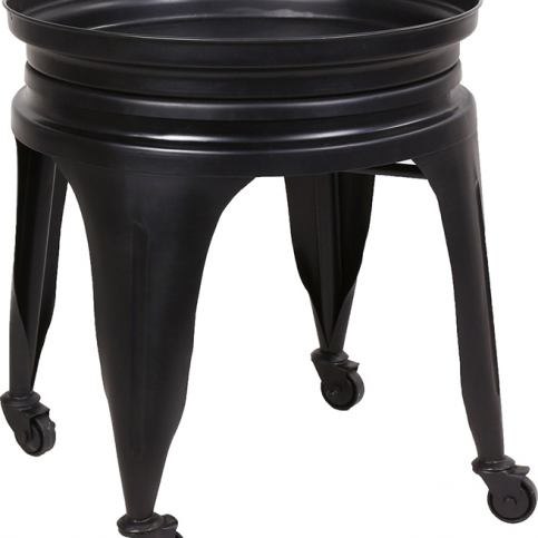 Danish Style Servírovací stolek, kulatý, průměr 46,5 cm, černá, kolečkový, kov, industriální - M DUM.cz